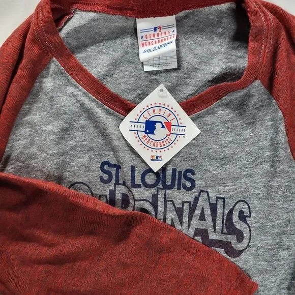 St Louis Cardinals Women's Large 5th & Ocean Gray 3/4 Sleeve Shirt - Picture 1 of 9